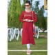 Embroidered Work Red Cotton Party Wear Kurti