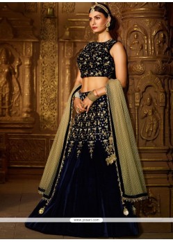 Lace Work Velvet A Line Lehenga Choli