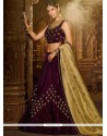 Purple Cutdana Work Banarasi Silk A Line Lehenga Choli