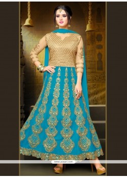 Art Silk Blue Zari Work Anarkali Suit