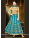 Art Silk Blue Zari Work Anarkali Suit