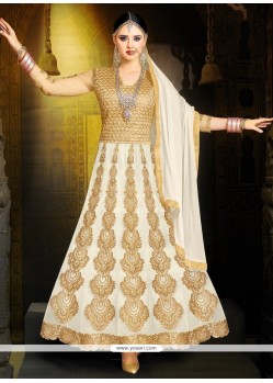 Art Silk White Anarkali Suit