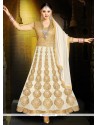 Art Silk White Anarkali Suit