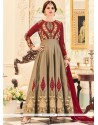 Tafeta Silk Embroidered Work Floor Length Anarkali Suit