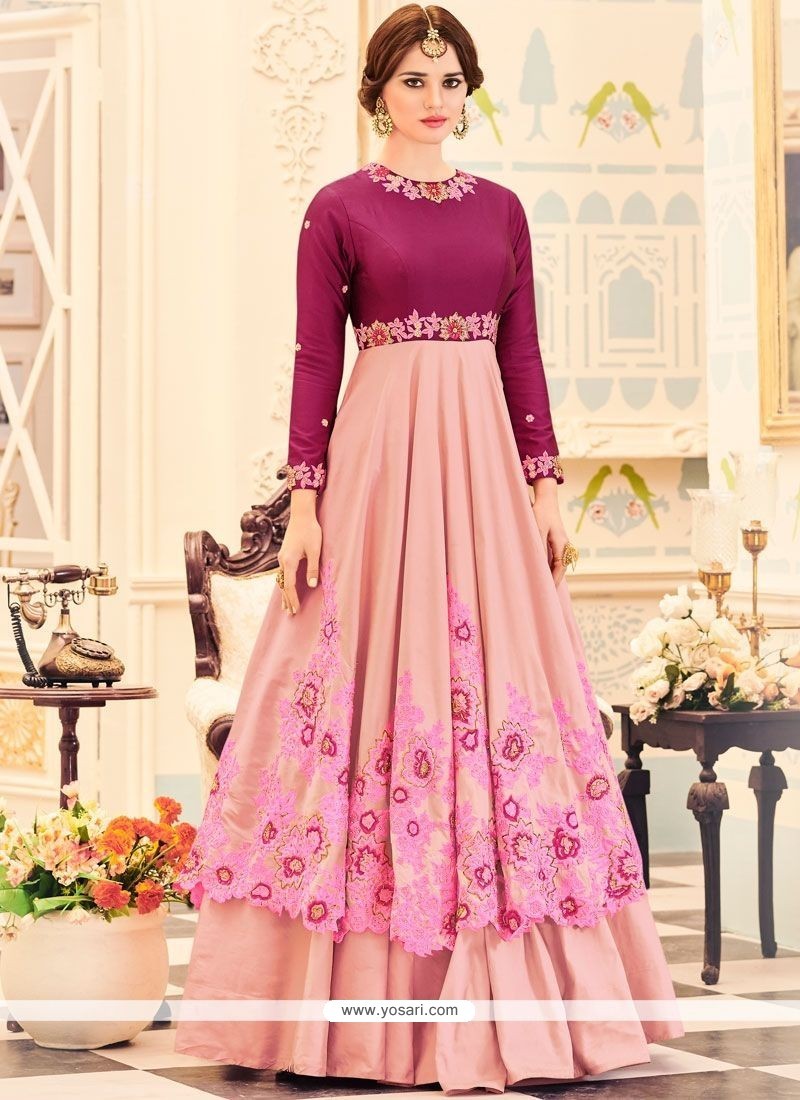 Buy Pink Faux Georgette Floor Length Anarkali Suit | Anarkali Suits