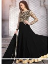 Faux Georgette Black Lace Work Floor Length Anarkali Suit
