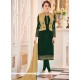 Green Faux Georgette Jacket Style Suit