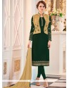 Green Faux Georgette Jacket Style Suit