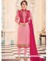 Embroidered Work Pink Jacket Style Suit