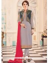 Embroidered Work Faux Georgette Jacket Style Suit