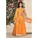 Orange Banarasi Silk Lehenga Choli For Girls