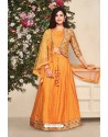 Orange Banarasi Silk Lehenga Choli For Girls