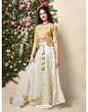 Off White Sartin Silk Lehenga Choli For Girls