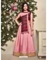 Pink Banarasi Silk Lehenga Choli For Girls