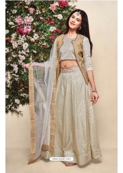 Sartin Silk Beige Lehenga Choli For Girls