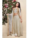 Sartin Silk Beige Lehenga Choli For Girls