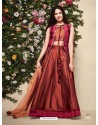 Wine Banarasi Silk Lehenga Choli For Girls