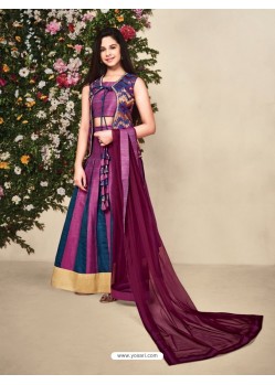 Multi Colour Banarasi Silk Lehenga Choli For Girls