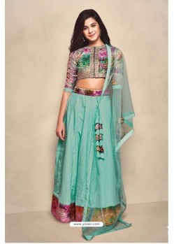 Multi Colour Banarasi Silk Lehenga Choli For Girls