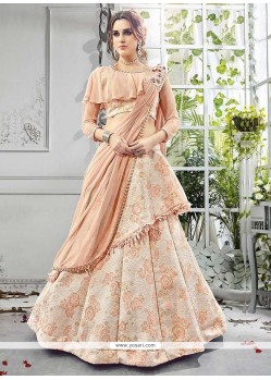 Peach Jacquard Lehenga Choli