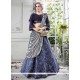 Jacquard Silk Navy Blue Hand Work Work Lehenga Choli