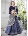 Jacquard Silk Navy Blue Hand Work Work Lehenga Choli