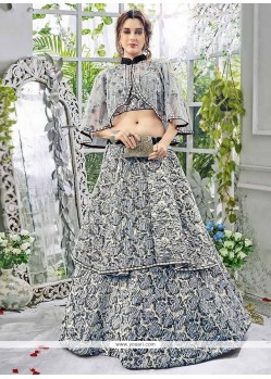 Jacquard Grey Lace Work Lehenga Choli