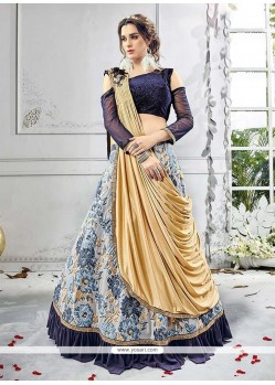 Jacquard Navy Blue Lehenga Choli