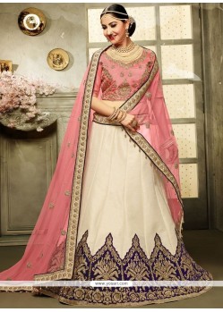 Satin Silk White A Line Lehenga Choli