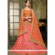 Peach And Rose Pink Resham Work A Line Lehenga Choli