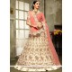 Embroidered Work Cream And Pink A Line Lehenga Choli