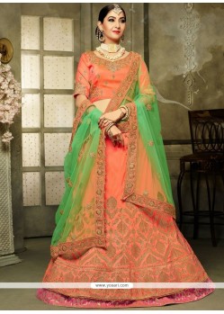 Orange A Line Lehenga Choli