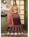 Stone Work Wine A Line Lehenga Choli