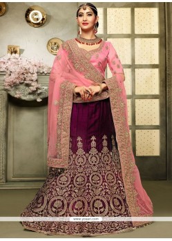 Velvet Purple A Line Lehenga Choli