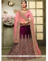 Velvet Purple A Line Lehenga Choli