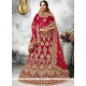 Velvet Red Embroidered Work A Line Lehenga Choli