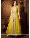 Cream And Yellow Stone Work Readymade Suit