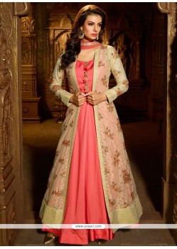 Satin Silk Pink Readymade Suit