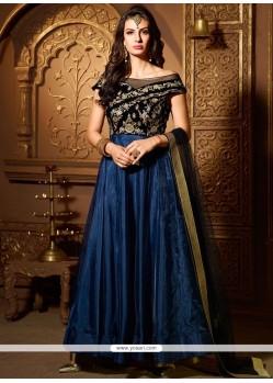 Navy Blue Stone Work Readymade Suit