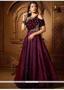 Satin Silk Purple Sequins Work Readymade Suit