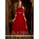 Velvet Red Cutdana Work Readymade Suit