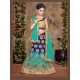 Navy Blue Banglori Silk With Embroidery Work Lehenga Choli For Girls