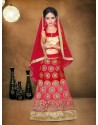 Red Banglori Silk With Embroidery Work Lehenga Choli For Girls