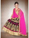 Pink And Black Banglori Silk With Embroidery Work Lehenga Choli For Girls