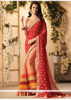 Multi Colour Lace Work Casual Saree