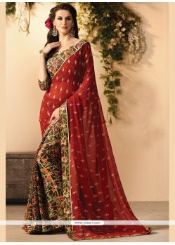 Faux Georgette Lace Work Casual Saree