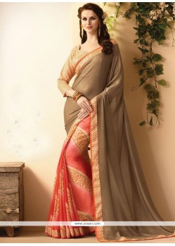 Multi Colour Lace Work Faux Georgette Casual Saree