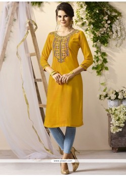 Rayon Yellow Party Wear Kurti