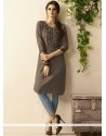 Embroidered Work Brown Party Wear Kurti