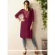 Purple Embroidered Work Party Wear Kurti